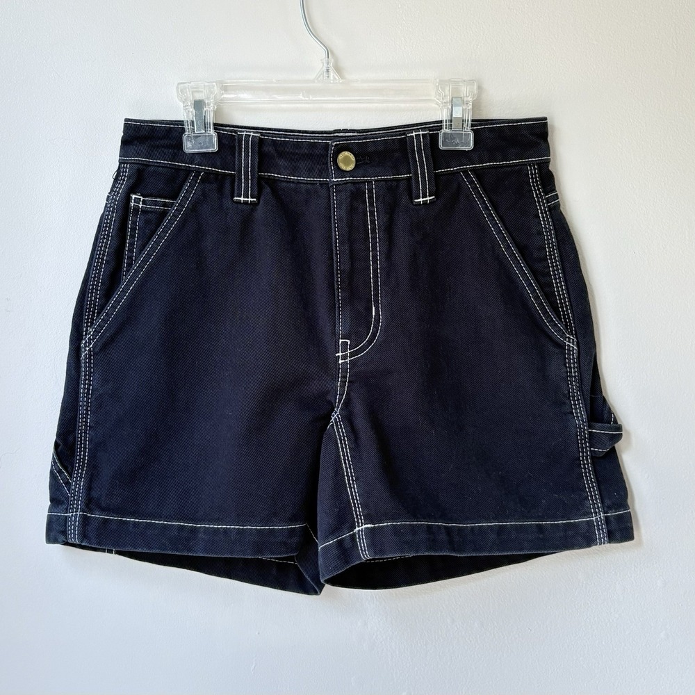 Aritzia TNA Greenwich Cargo Denim Shorts Size 0 Black Carpenter Beach